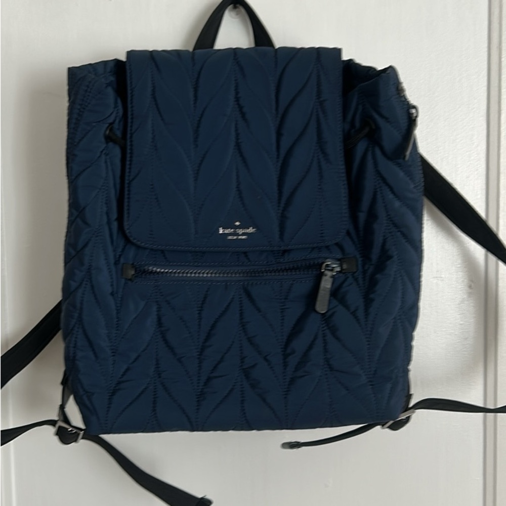 kate spade quilted deep blue backpack